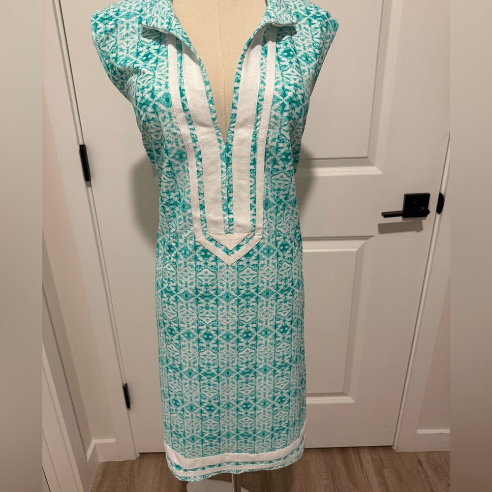 Cabana Life Teal and White Patterned Sport Dress
